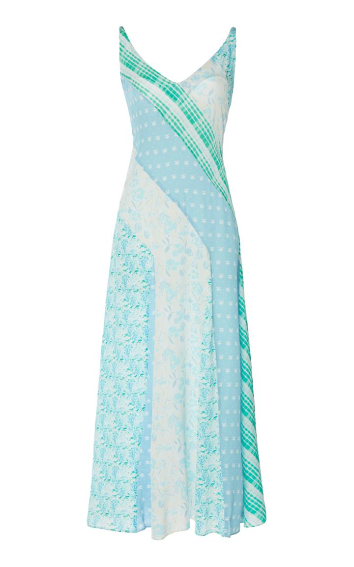 Rixo Denise Silk Spliced Midi Cami Dress