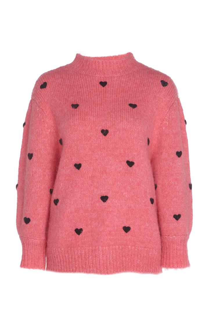 Rixo Ariana Embroidered Heart Knit Sweater