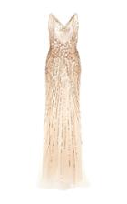 Monique Lhuillier Halter Neck Sequin Embellished Gown