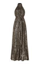 Moda Operandi Rebecca Vallance Sana Metallic Silk-blend Halter Gown
