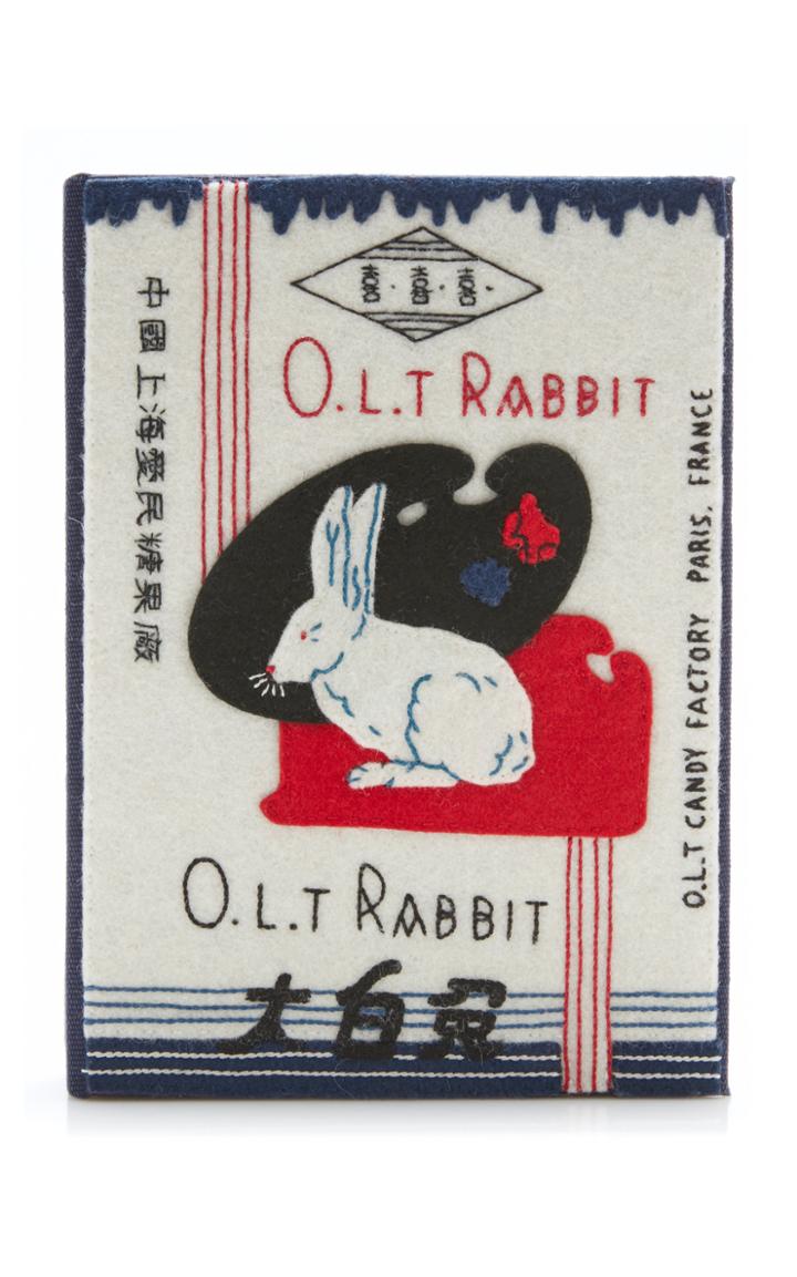 Olympia Le-tan O.l.t. Rabbit Appliqud Embroidered Canvas Clutch