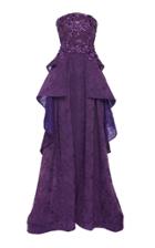 Pamella Roland Sequined Strapless Lace Gown