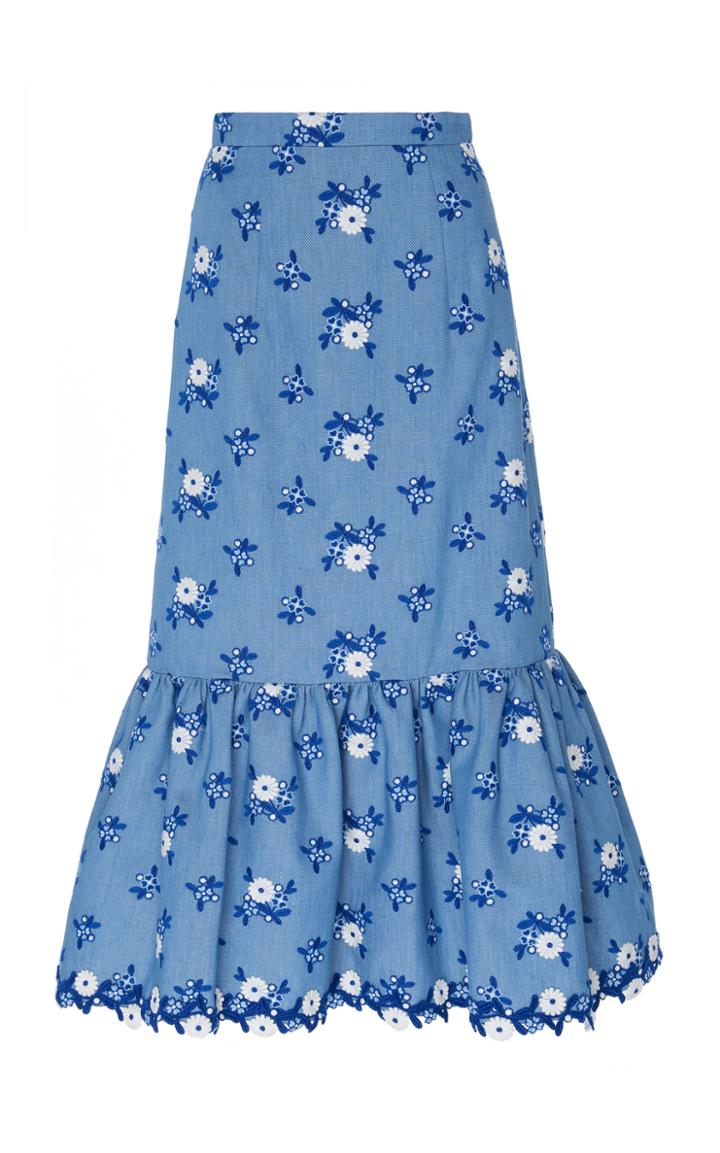 Moda Operandi Andrew Gn Floral-print Cotton Skirt Size: 34