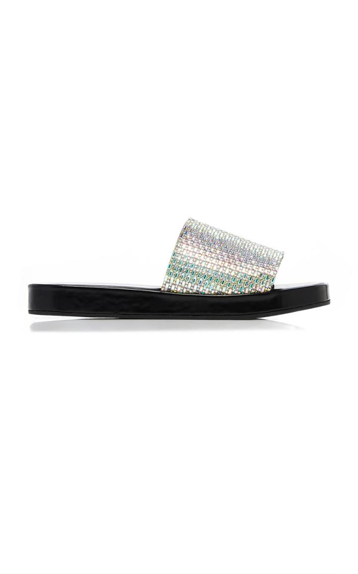 Moda Operandi By Far Shoshana Embellished Leather Slides Size: 36