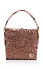 Rochas Woven Fabric Top Handle With Glitter Detail