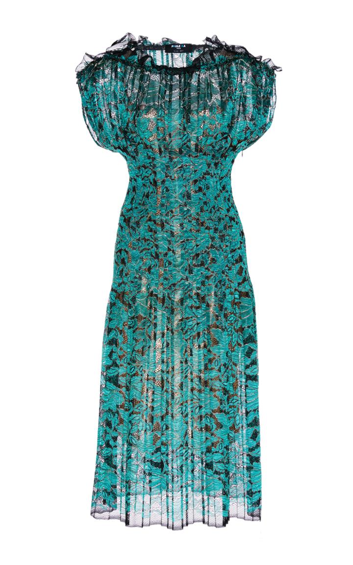 Paule Ka Lurex Floral Lace Plisse Dress