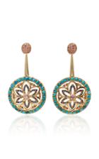 Madhuri Parson Floral Turquoise Tourmaline And Sapphires Chandelier Earrings