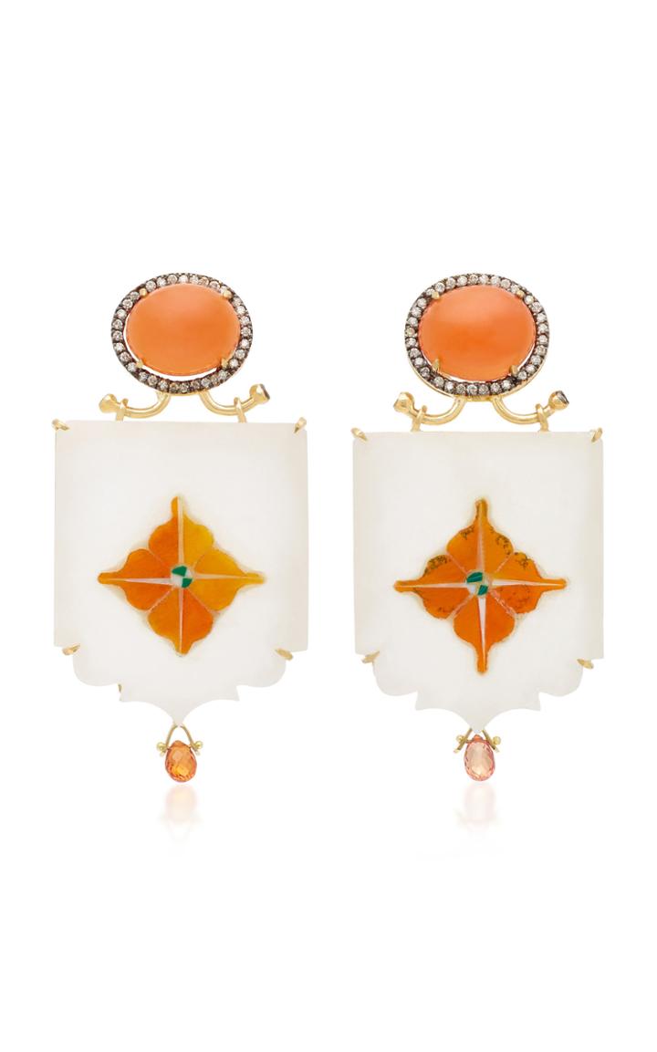 Silvia Furmanovich India Marble Mosaic Honey Moonstone Earrings