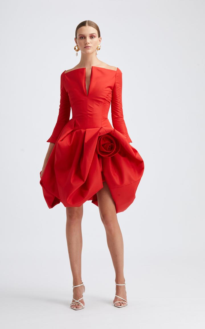 Moda Operandi Oscar De La Renta V-neckline Off-the-shoulder Cocktail Dress