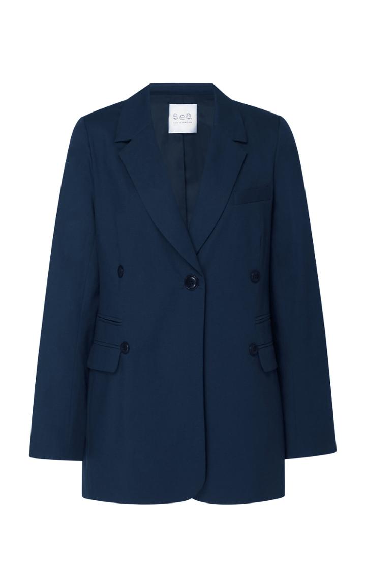 Sea Stevie Cotton Notched Lapel Blazer Size: S