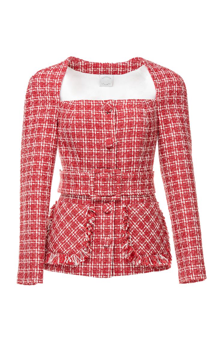 Moda Operandi Huishan Zhang Cindy Belted Fringed Tweed Jacket