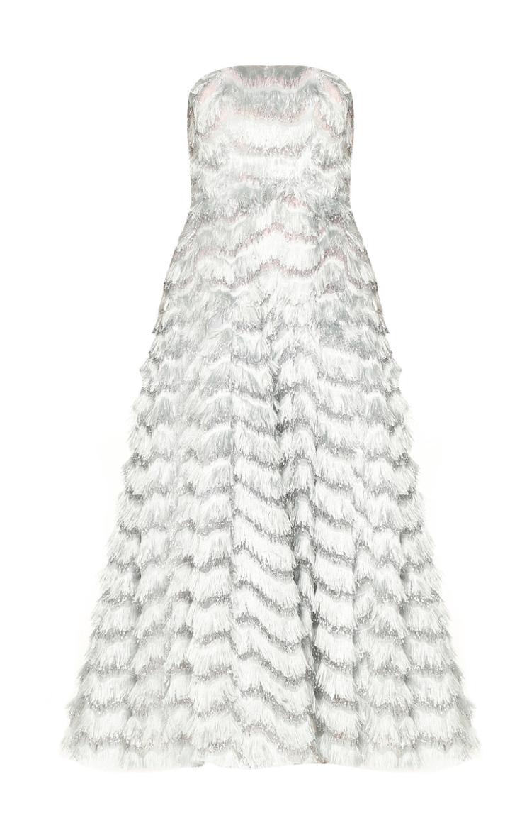 Bambah Blue Feather Midi Gown