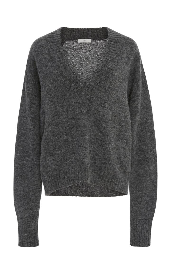 Tibi Chunky V-neck Airy Pullover Sweater
