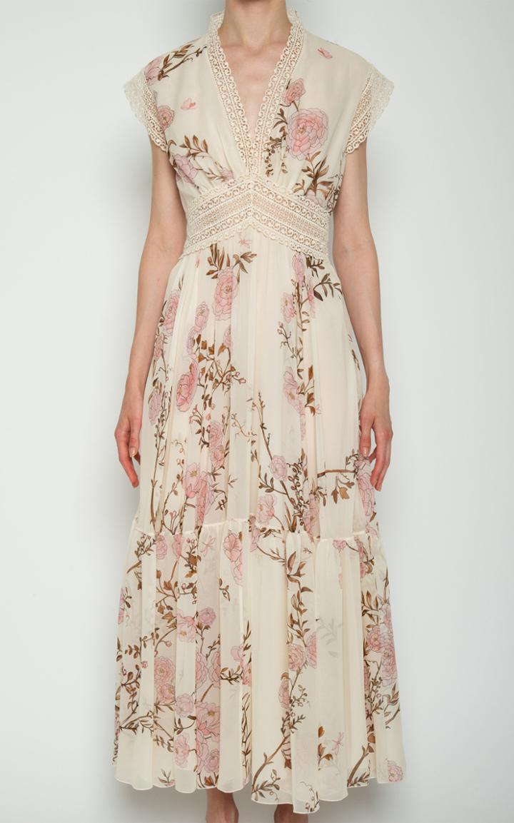 Moda Operandi Giambattista Valli V-neck Floral Silk Dress