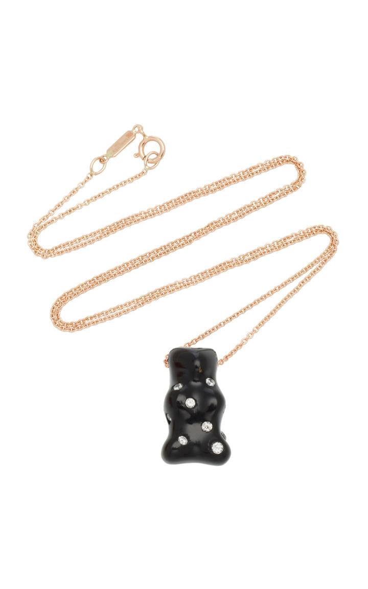 Lauren X Khoo Rhodium-plated 18k Gold, Onyx And Diamond Necklace