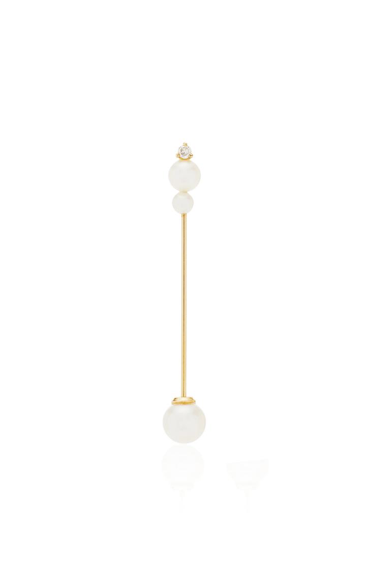 Moda Operandi Mizuki Large Pearl & Diamond Bar Drop Earring