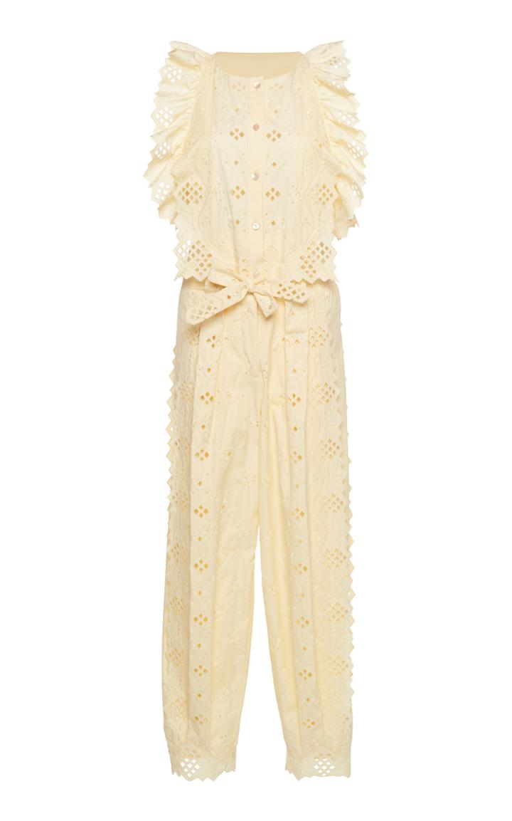 Alberta Ferretti Eyelet Cotton Blend Jumpsuit