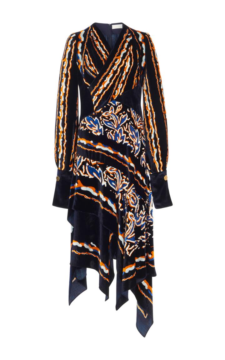 Peter Pilotto Printed Velvet Wrap Dress