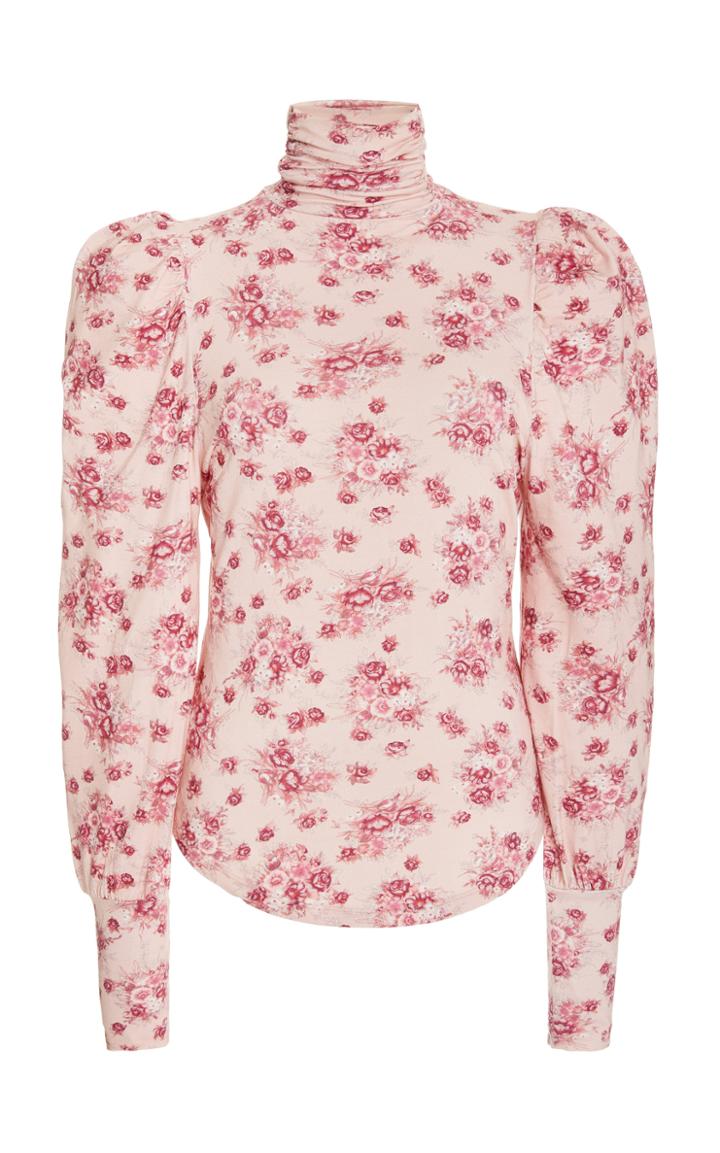 Moda Operandi Loveshackfancy Vienna Printed Jersey Turtleneck Top