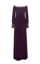 Pamella Roland Embellished Off-the-shoulder Crepe Caftan