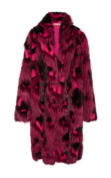 Michael Kors Collection Leopard Intarsia Fur Coat