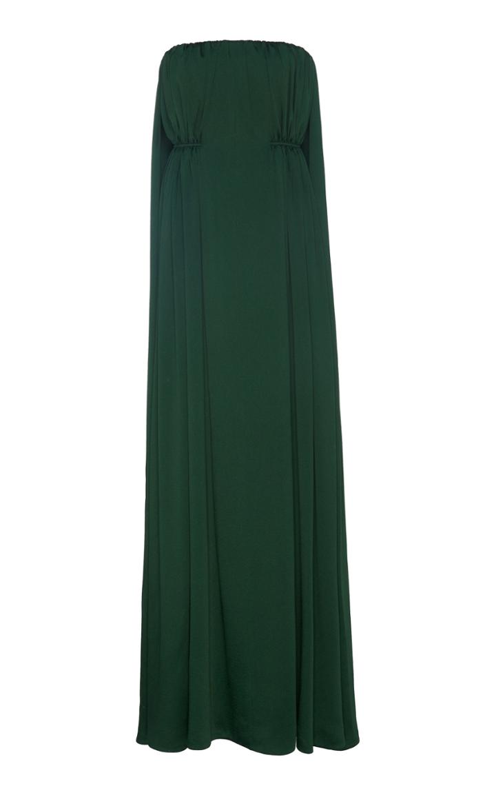 Emilia Wickstead Elaine Satin Cape-accented Strapless Dress