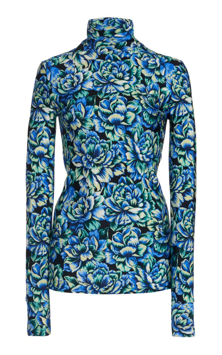 Paco Rabanne Printed Stretch-jersey Turtleneck Top