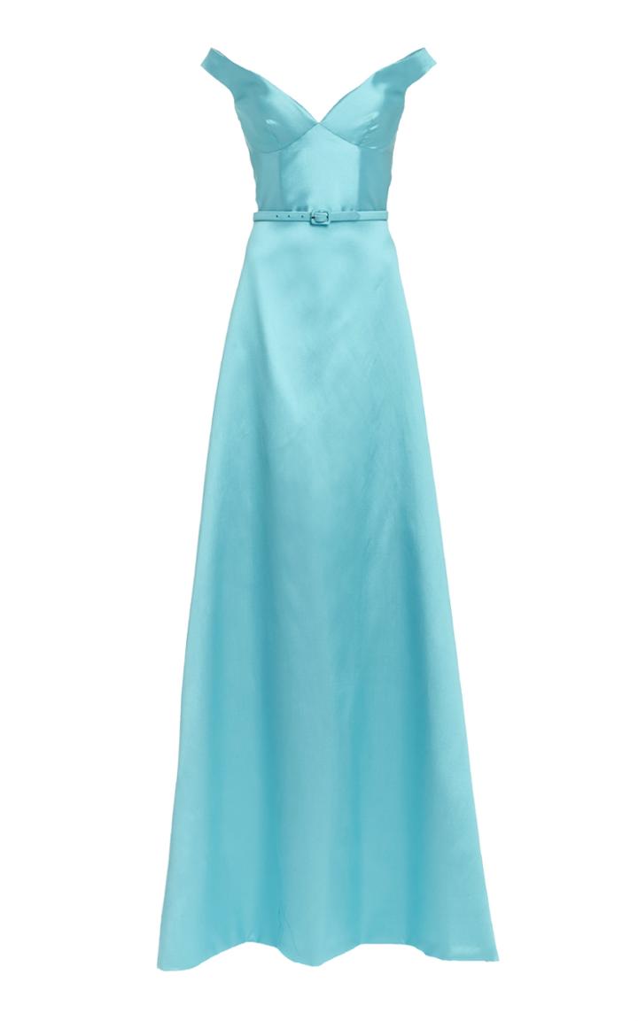 Moda Operandi Naeem Khan Silk-wool Off-shoulder Gown