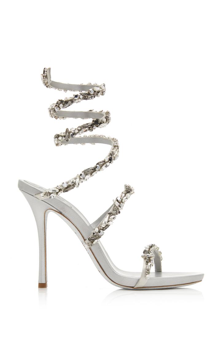 Rene Caovilla Crystal-embellished Satin Snake-coil Sandals