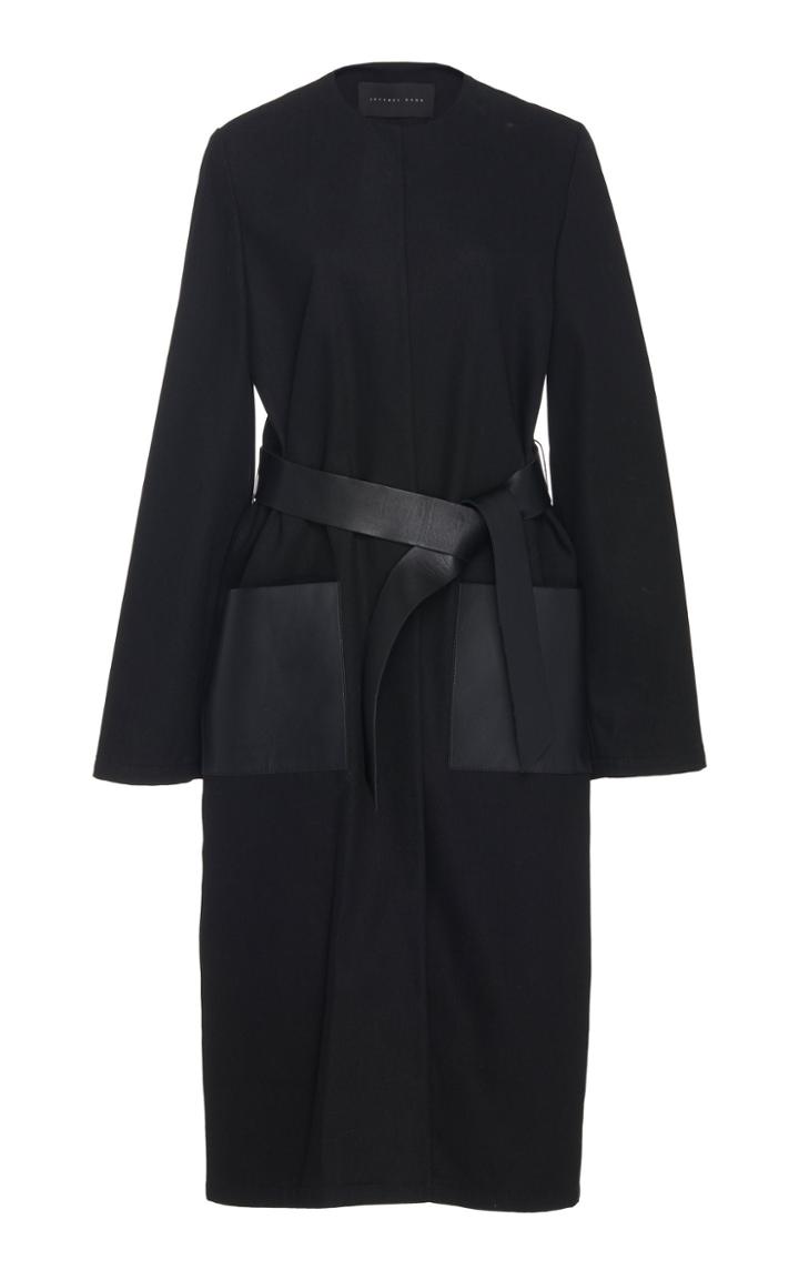 Jeffrey Dodd Leather Pocket Belted Cotton Coat