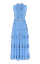 Moda Operandi Costarellos Silk Chiffon Sleeveless A-line Dress With Ruffle Detail &