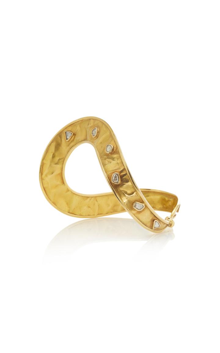 Ofira Off Shape 18k Gold And Diamond Cuff