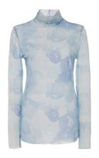 Ganni Printed Stretch-jersey Turtleneck Top Size: 36