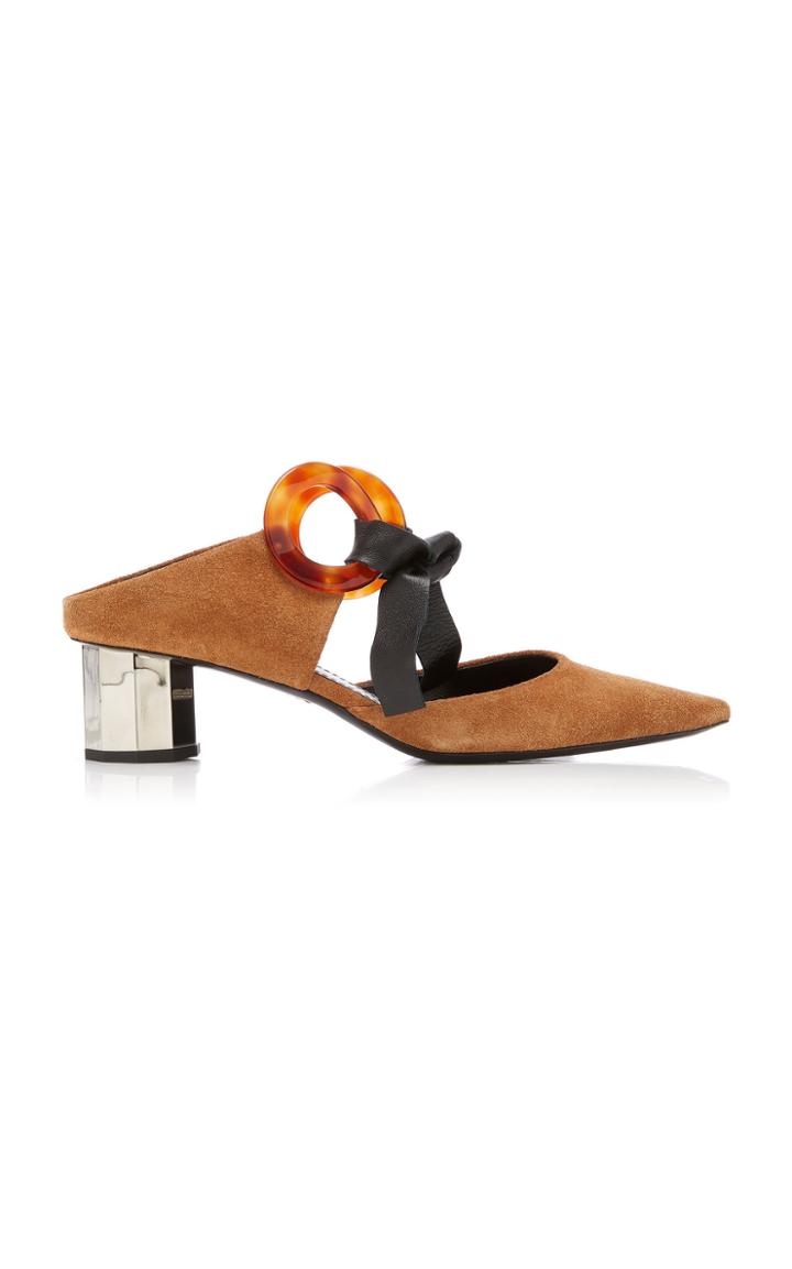 Proenza Schouler Leather-trimmed Grommet-embellished Suede Mules
