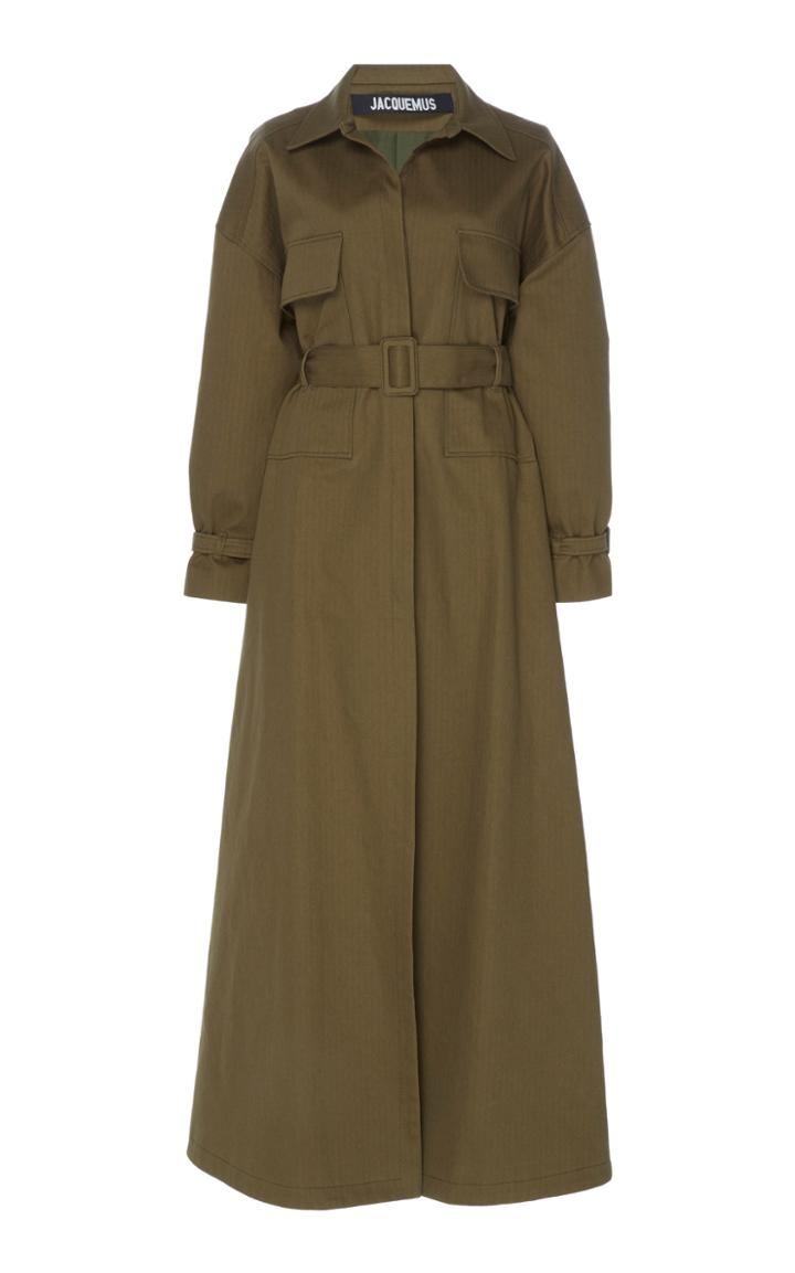 Jacquemus Belted Printed Cotton And Linen-blend Trench Coat Size: 34