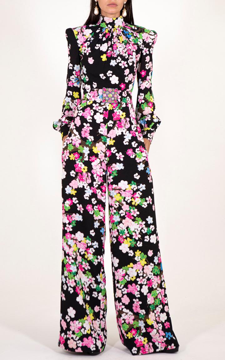 Moda Operandi Andrew Gn Floral Print Silk Jumpsuit
