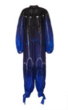 Moda Operandi Alberta Ferretti Silk Habotay Embroidred Embellished L/s Jumpsuit Size
