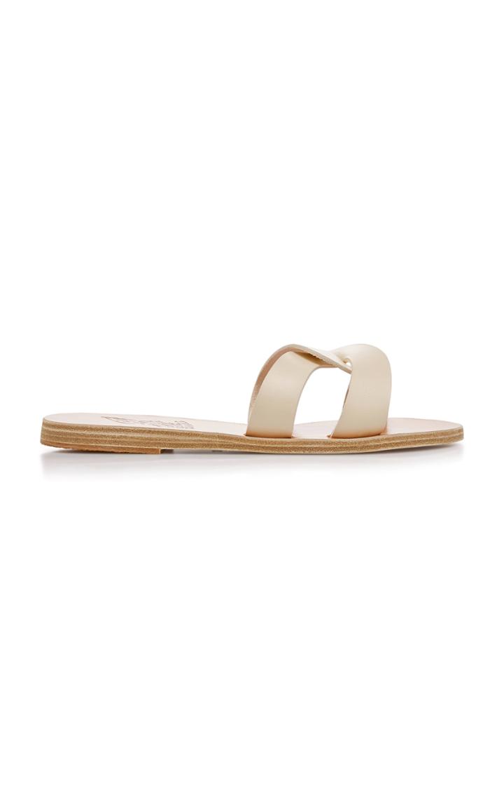 Ancient Greek Sandals Desmos Cutout Metallic Leather Slides Size: 36