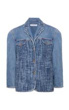 Moda Operandi Philosophy Di Lorenzo Serafini Denim Tweed Belted Jacket Size: 38