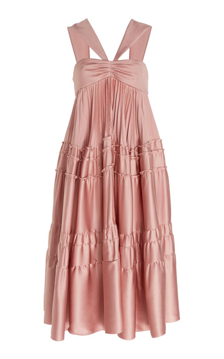 Rochas Gathered Silk Duchess Satin Dress