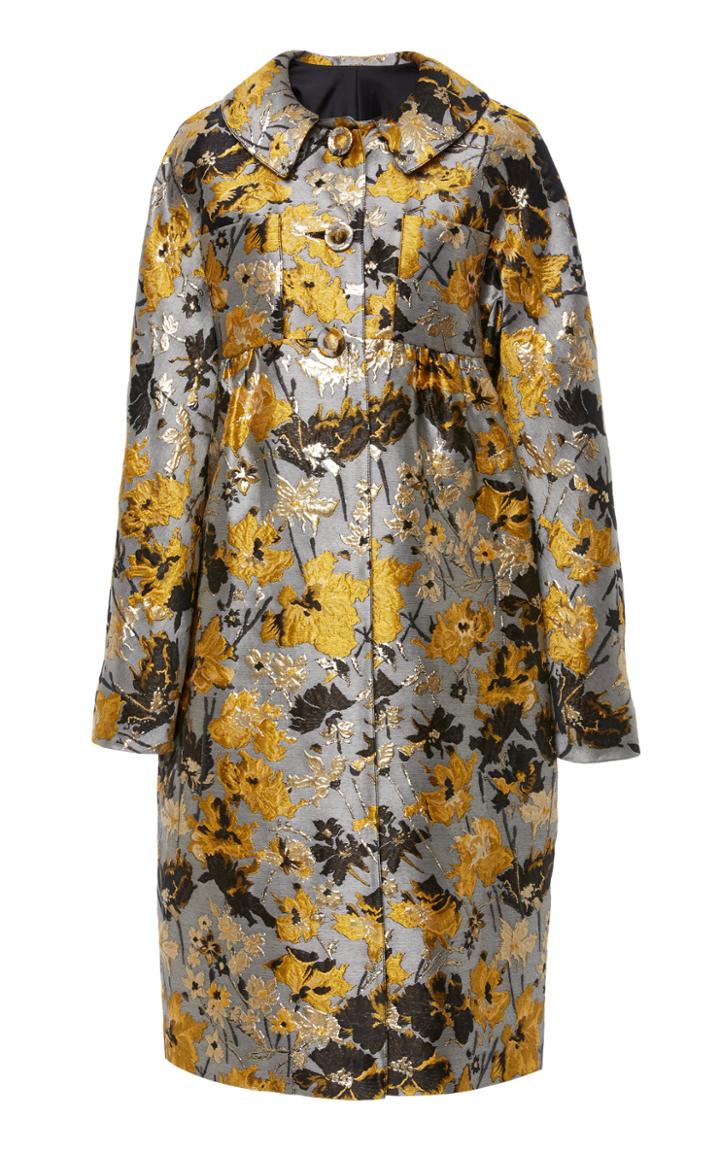 Anna Sui Scattered Flowers Metallic Brocade Coat
