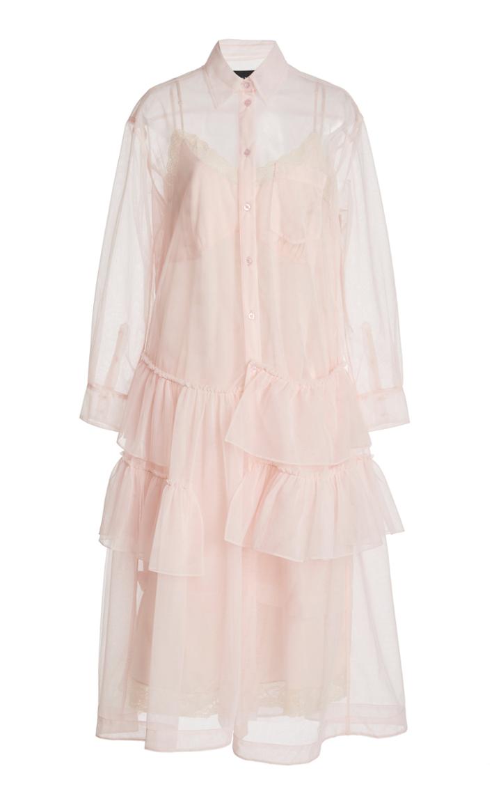 Moda Operandi Simone Rocha Tiered Frilled Chiffon Shirt Dress
