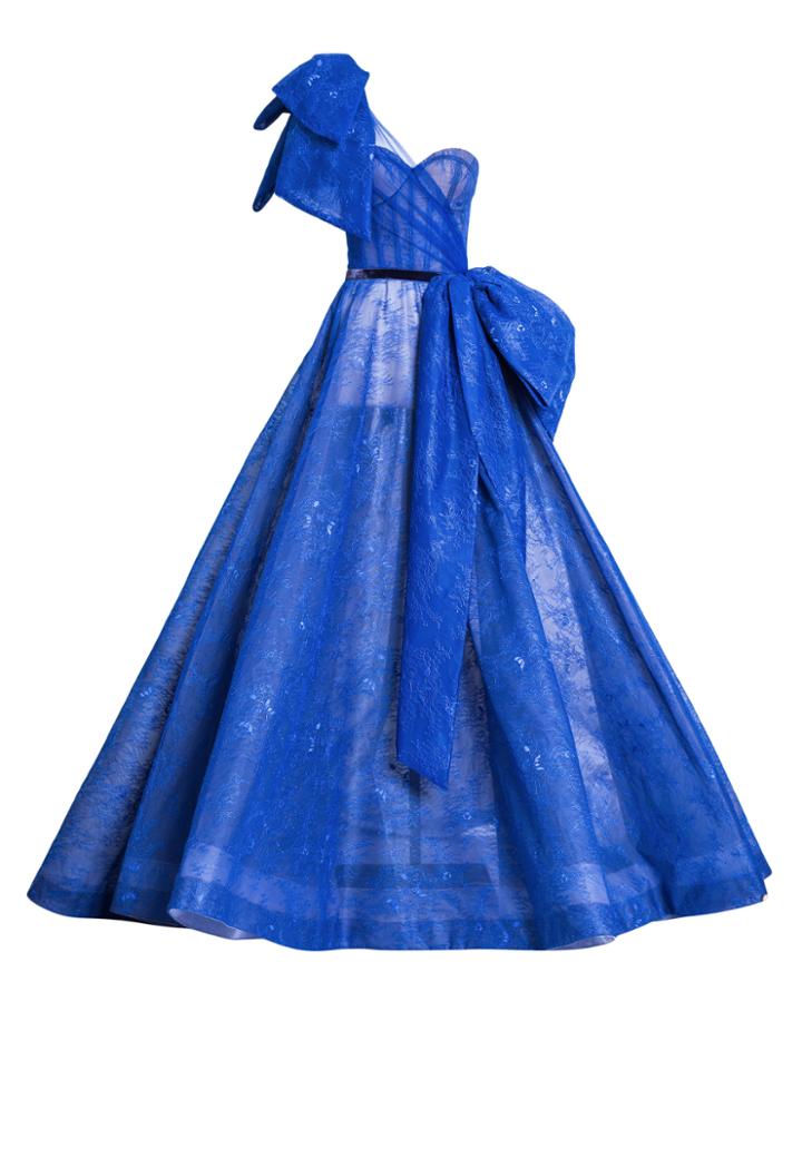 Mark Bumgarner Sienna Bow Lace Gown