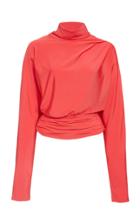 Lapointe Slinky Jersey Turtleneck Rouched Waist Top
