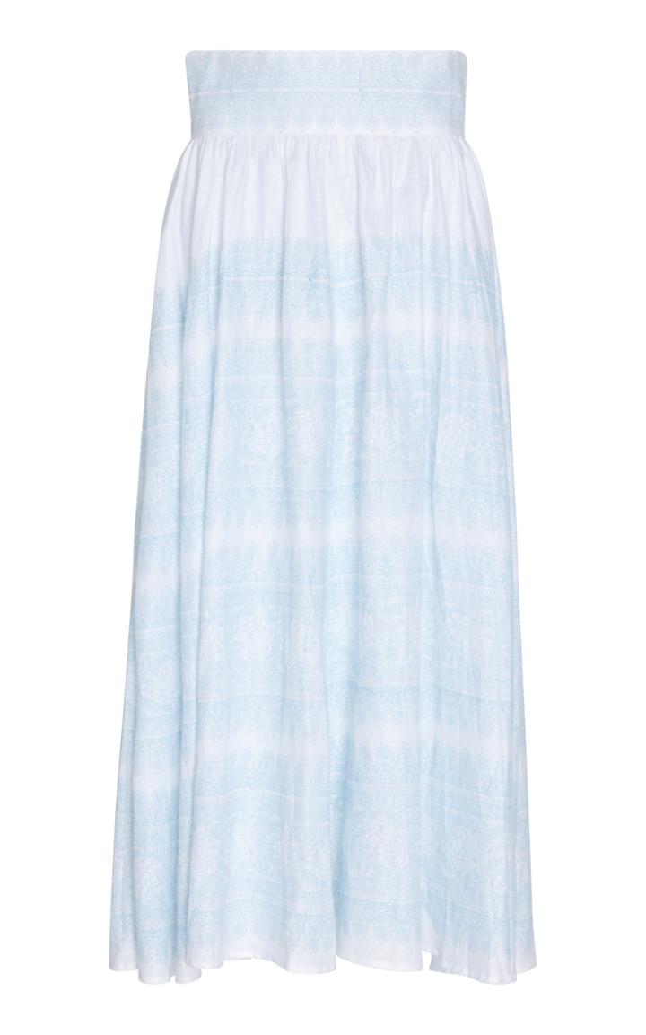 Thierry Colson Trish Pleated Printed Linen Midi Skirt