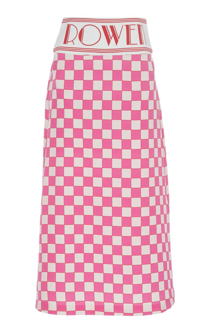 Rowen Rose A-line Checked Silk Skirt