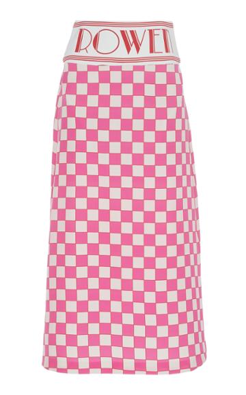Rowen Rose A-line Checked Silk Skirt