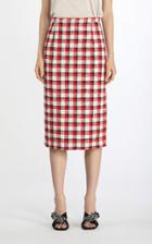 Moda Operandi N21 Fringed Checked Cotton Tweed Midi Skirt