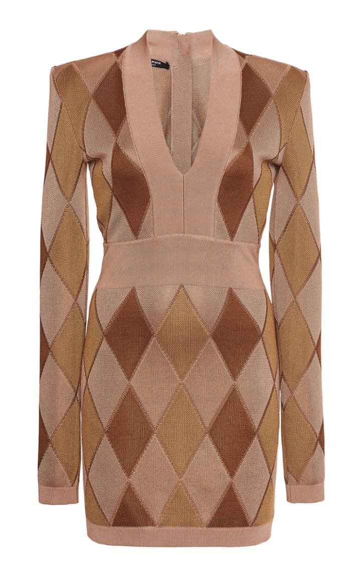 Moda Operandi Balmain Color-block Jacquard Dress
