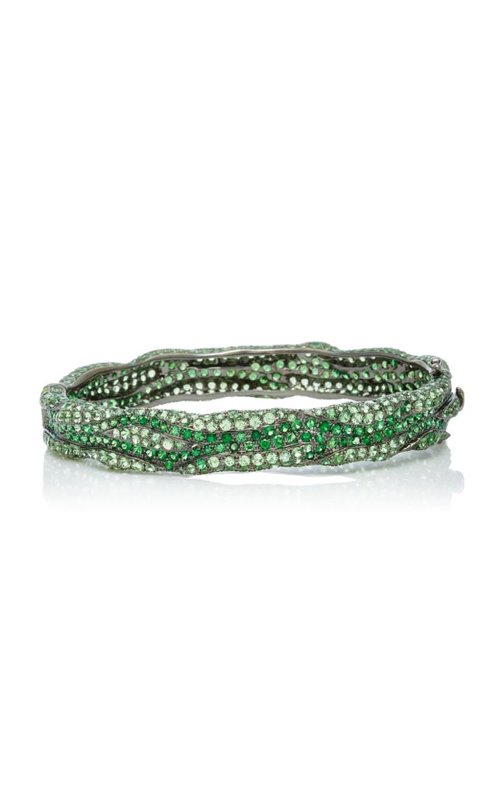Lorraine Schwartz 18k Black Gold Emerald & Green Garnet Earth Bangle